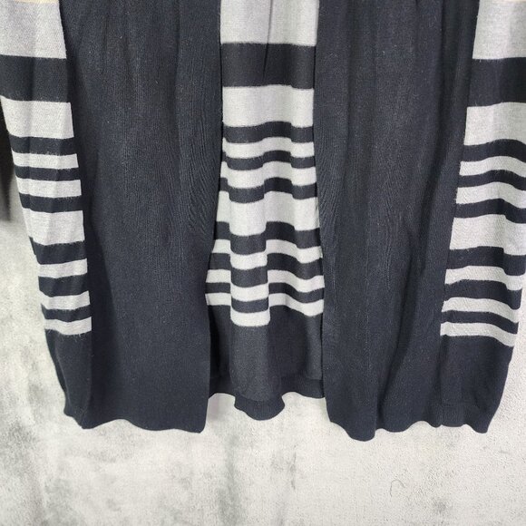Womens Gray Tan Black Striped Open Front Long Cardigan By RED Long Sleeve XL - Picture 3 of 11